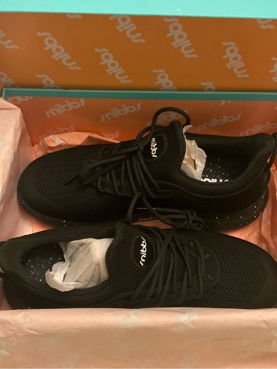 Snibbs Shoes - Black Women’s Knit Sneakers by Mibo - Lightweight Lace-Up Casual Shoes